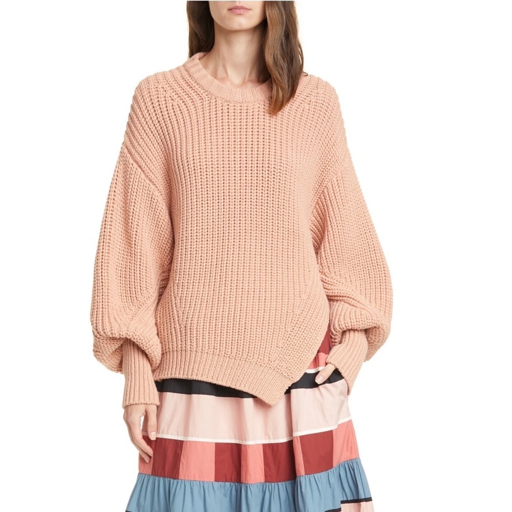 ULLA JOHNSON COSIMA WOVEN SWEATER Dusty Rose Chunky Knit Small S